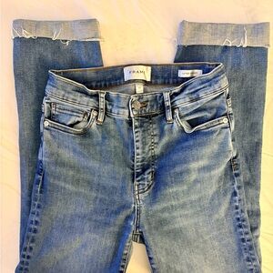 FRAME Le High Straight Jeans Size 27 Raw Hem Frayed High Rise Straight Leg